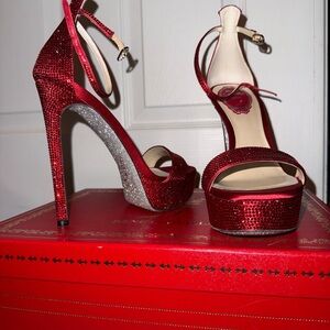 Elegant Red and Silver Women's Heels